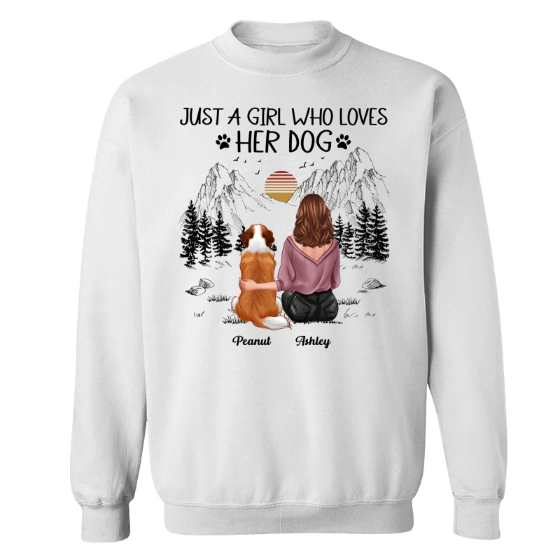 Just A Girl Loves Dogs Mountain Sketch Personalized Shirt - Image 17