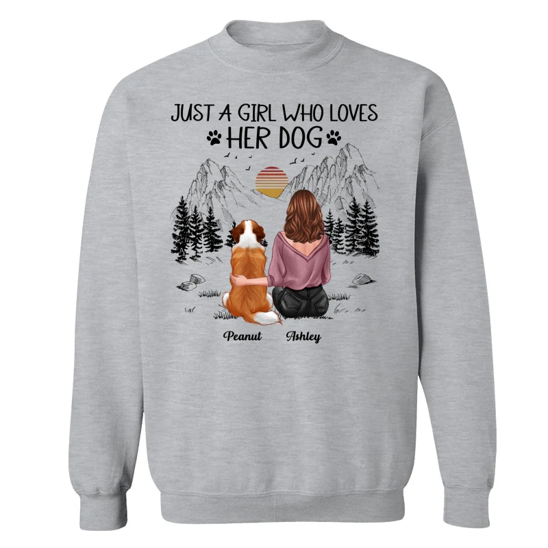 Just A Girl Loves Dogs Mountain Sketch Personalized Shirt - Image 18