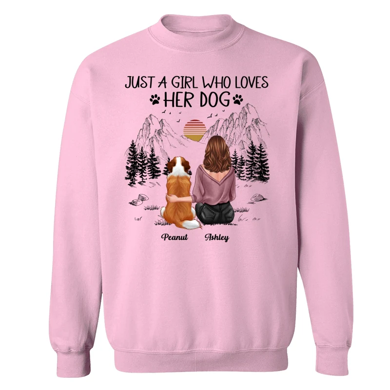 Just A Girl Loves Dogs Mountain Sketch Personalized Shirt - Image 19
