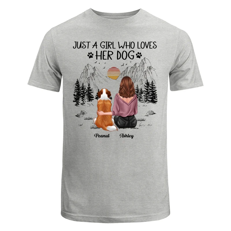Just A Girl Loves Dogs Mountain Sketch Personalized Shirt - Image 6