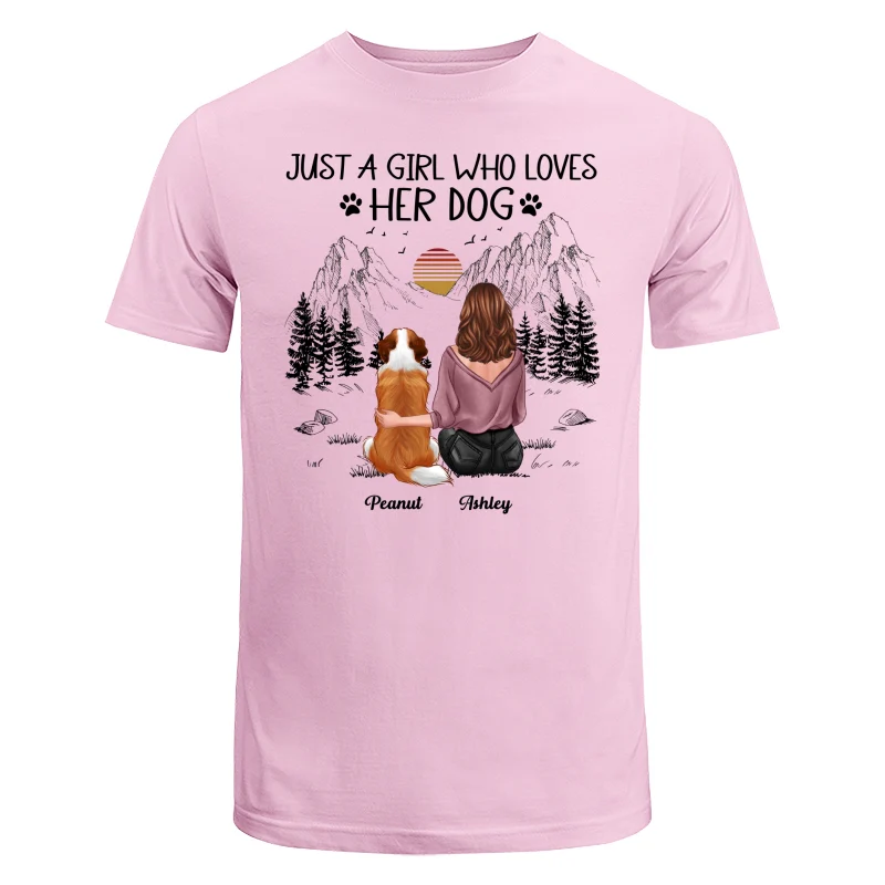 Just A Girl Loves Dogs Mountain Sketch Personalized Shirt - Image 7