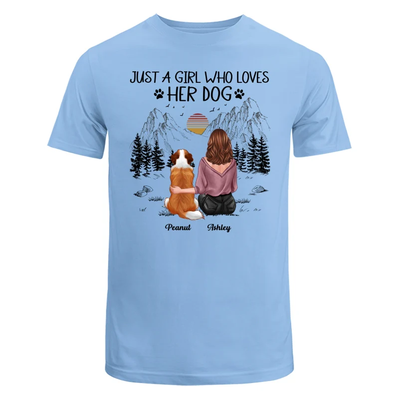 Just A Girl Loves Dogs Mountain Sketch Personalized Shirt - Image 8