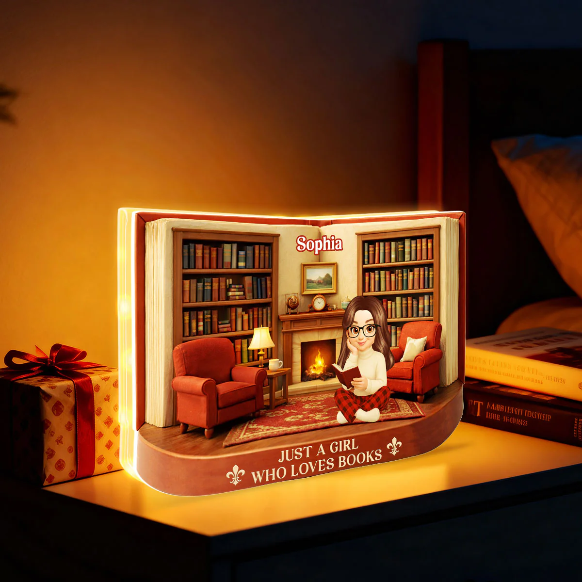 Just A Girl Who Loves Books - Personalized Light Box - Gift for Book Lovers - Image 4