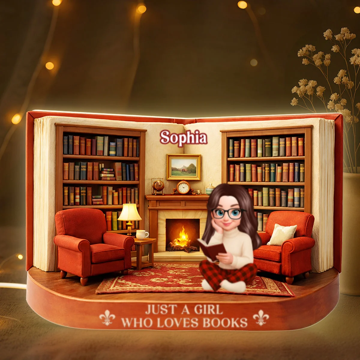 Just A Girl Who Loves Books - Personalized Light Box - Gift for Book Lovers - Image 7