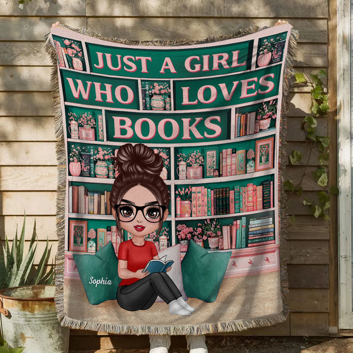Just A Girl Who Loves Books Reading Blanket For Book Lovers Personalized Tapestry Woven Blanket - Image 6