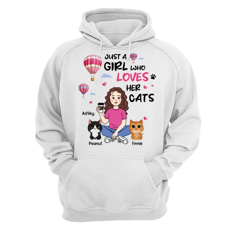 Just A Girl Who Loves Cats Cartoon Girl Balloon Personalized Shirt - Image 13