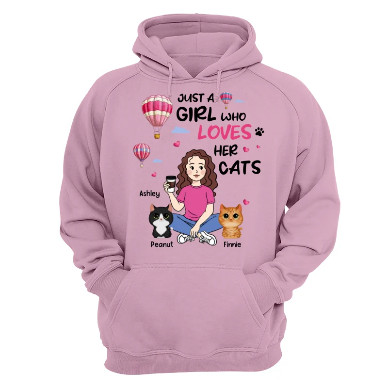 Just A Girl Who Loves Cats Cartoon Girl Balloon Personalized Shirt - Image 15