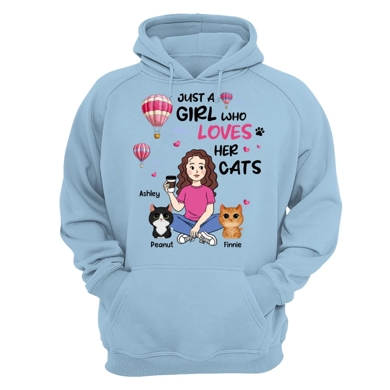 Just A Girl Who Loves Cats Cartoon Girl Balloon Personalized Shirt - Image 16