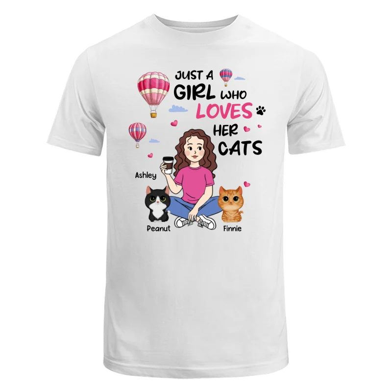 Just A Girl Who Loves Cats Cartoon Girl Balloon Personalized Shirt - Image 5