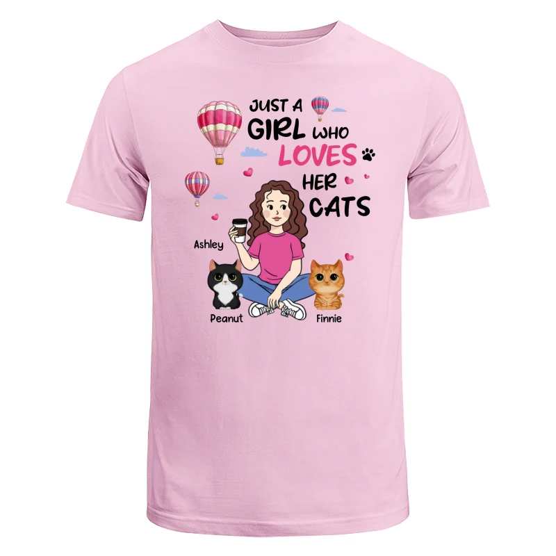 Just A Girl Who Loves Cats Cartoon Girl Balloon Personalized Shirt - Image 7