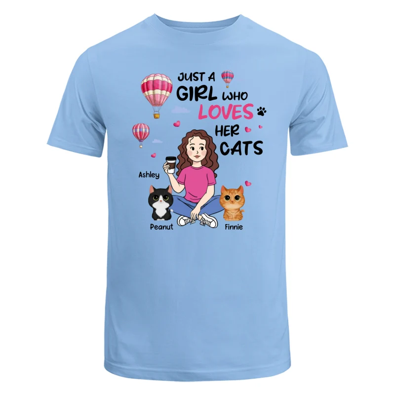 Just A Girl Who Loves Cats Cartoon Girl Balloon Personalized Shirt - Image 8