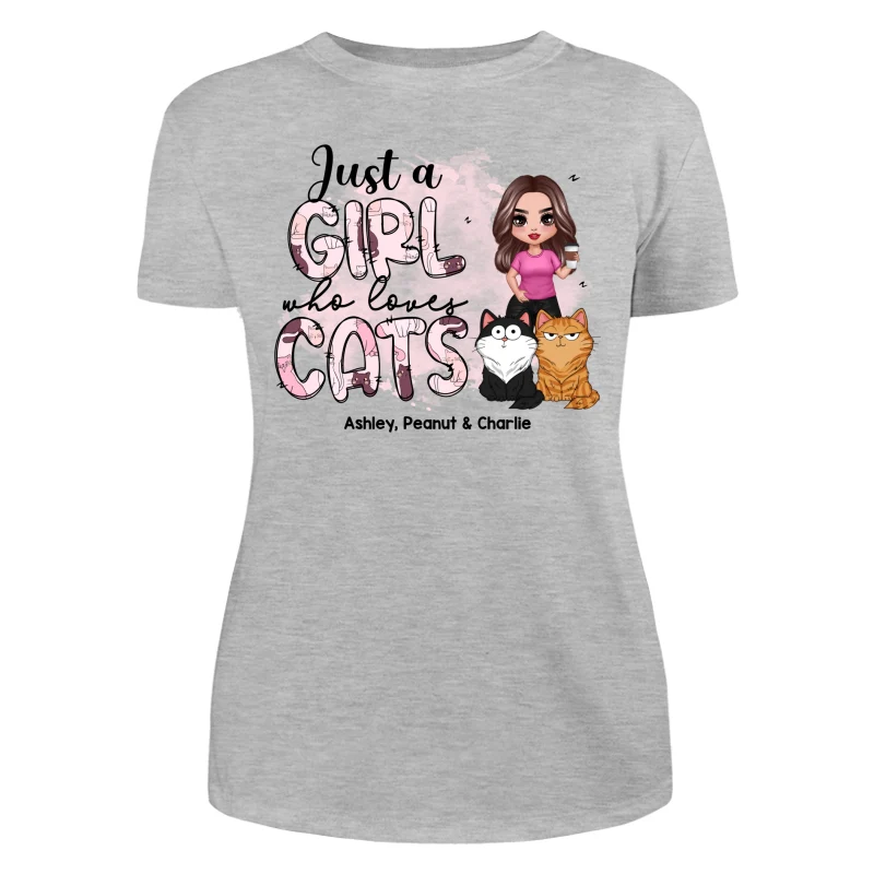 Just A Girl Who Loves Cats Doodle Pattern Funny Cats Expressions Personalized Shirt - Image 10