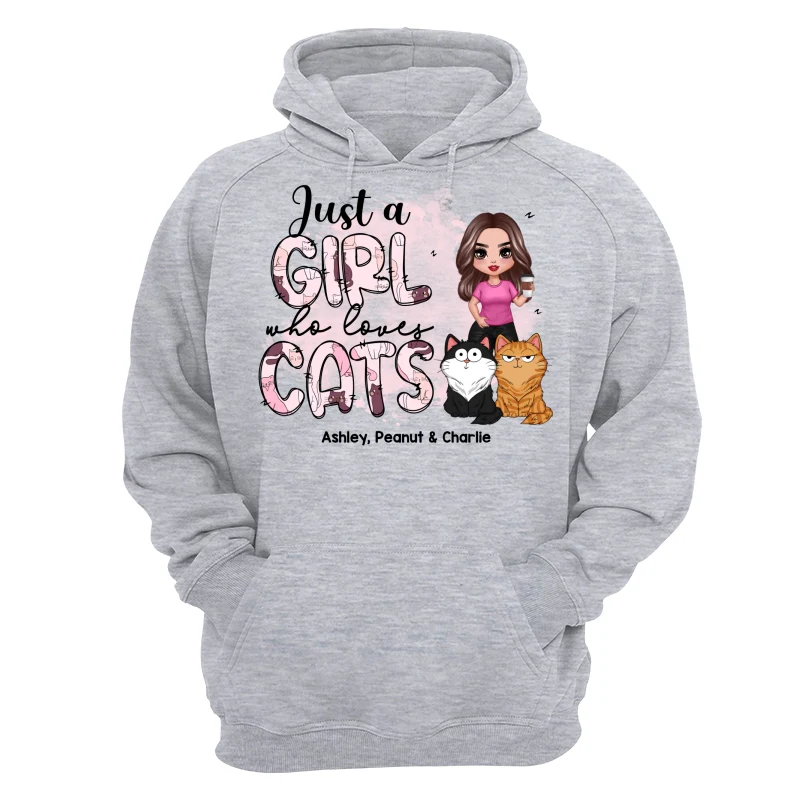 Just A Girl Who Loves Cats Doodle Pattern Funny Cats Expressions Personalized Shirt - Image 14