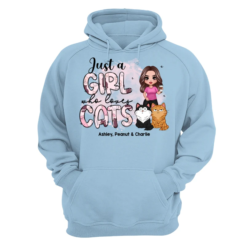 Just A Girl Who Loves Cats Doodle Pattern Funny Cats Expressions Personalized Shirt - Image 16