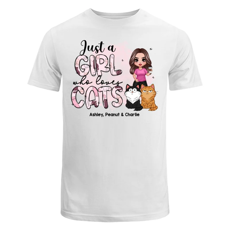 Just A Girl Who Loves Cats Doodle Pattern Funny Cats Expressions Personalized Shirt - Image 5