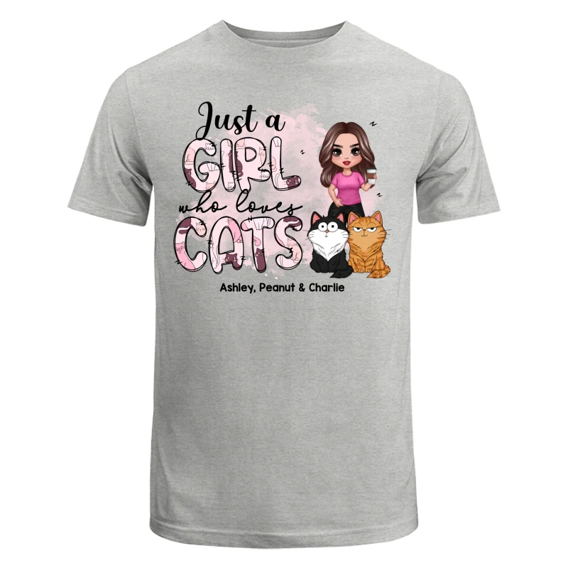 Just A Girl Who Loves Cats Doodle Pattern Funny Cats Expressions Personalized Shirt - Image 6
