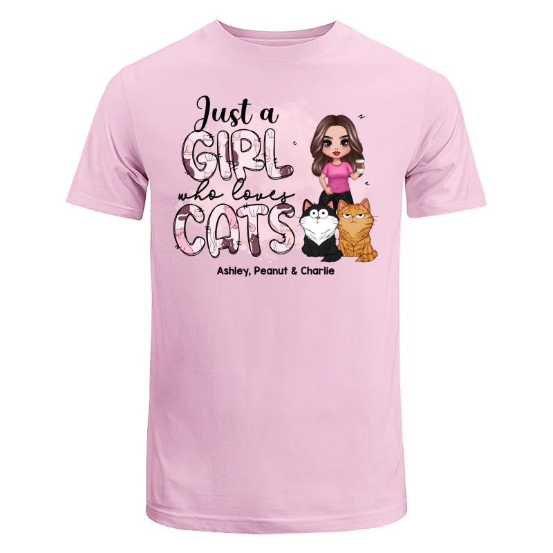 Just A Girl Who Loves Cats Doodle Pattern Funny Cats Expressions Personalized Shirt - Image 7