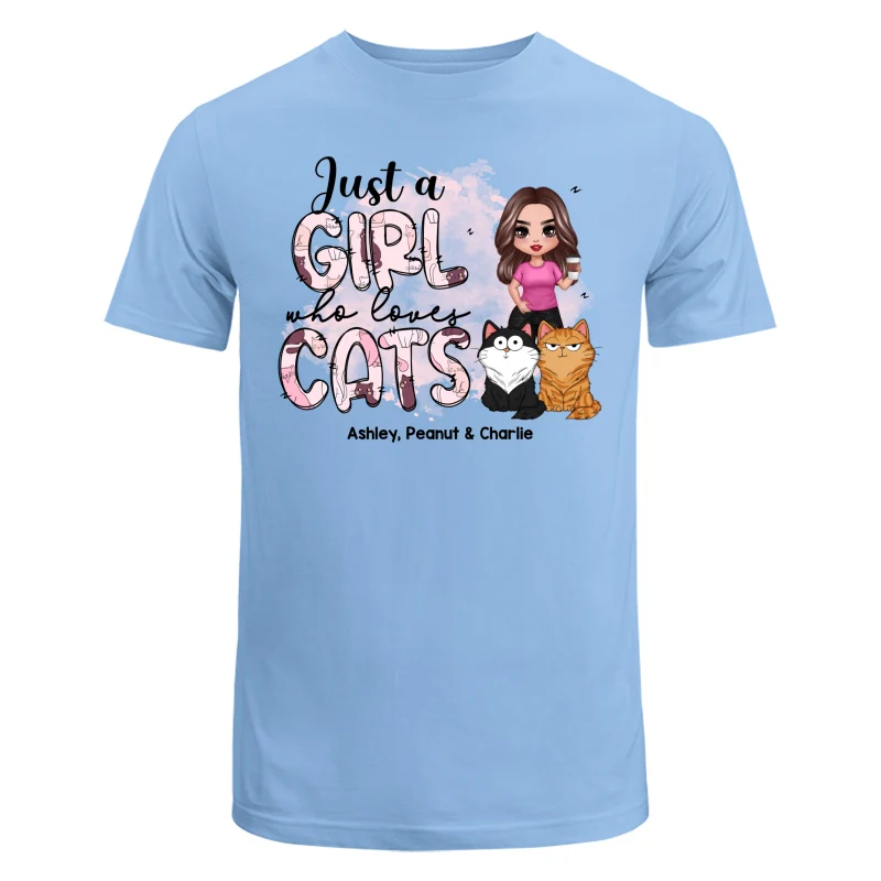 Just A Girl Who Loves Cats Doodle Pattern Funny Cats Expressions Personalized Shirt - Image 8