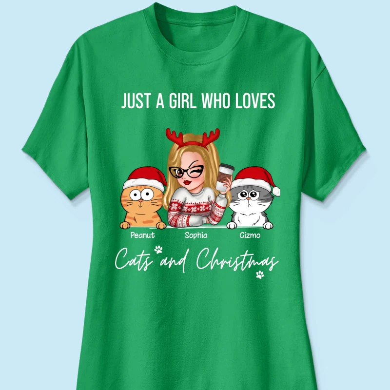 Just A Girl Who Loves Christmas And Her Cats Personalized Shirt, Christmas Sweater for Cat Lovers, Cat Mom - Image 14