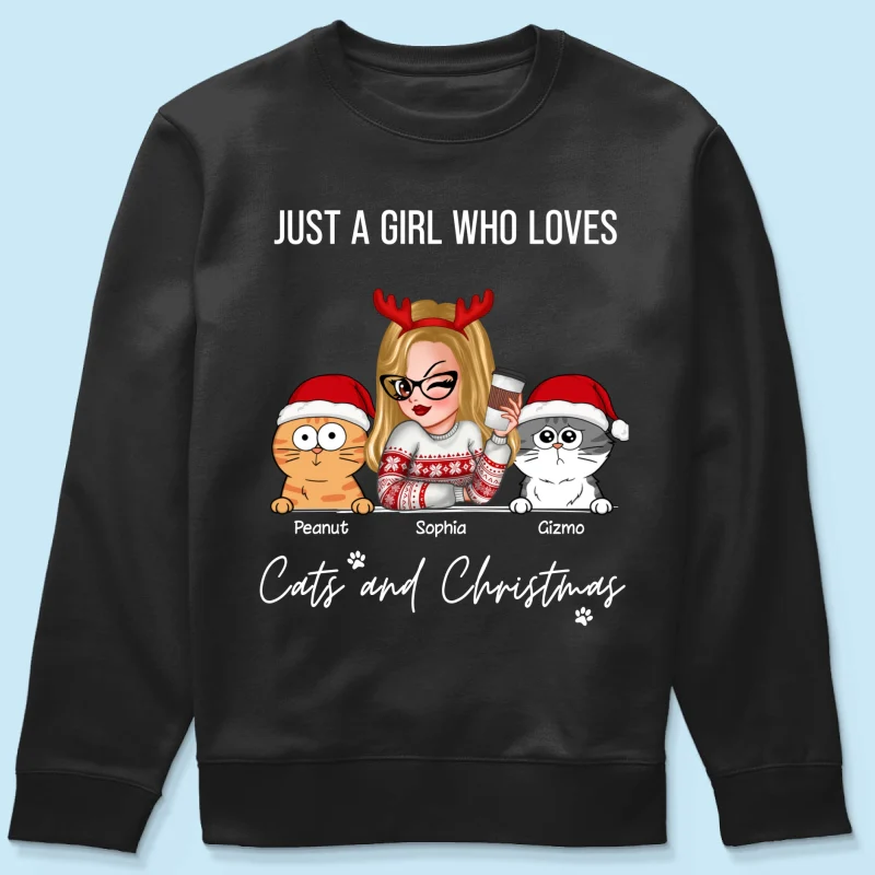 Just A Girl Who Loves Christmas And Her Cats Personalized Shirt, Christmas Sweater for Cat Lovers, Cat Mom - Image 16