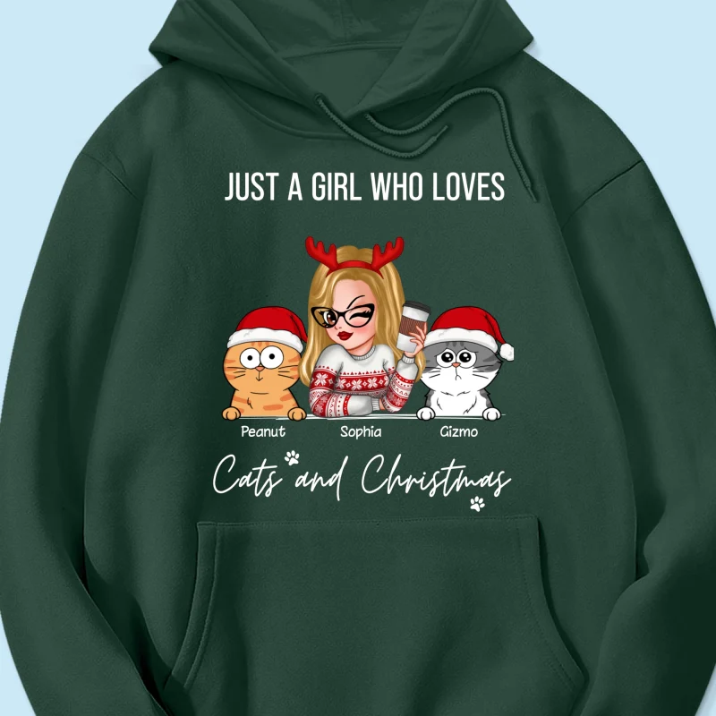 Just A Girl Who Loves Christmas And Her Cats Personalized Shirt, Christmas Sweater for Cat Lovers, Cat Mom - Image 19