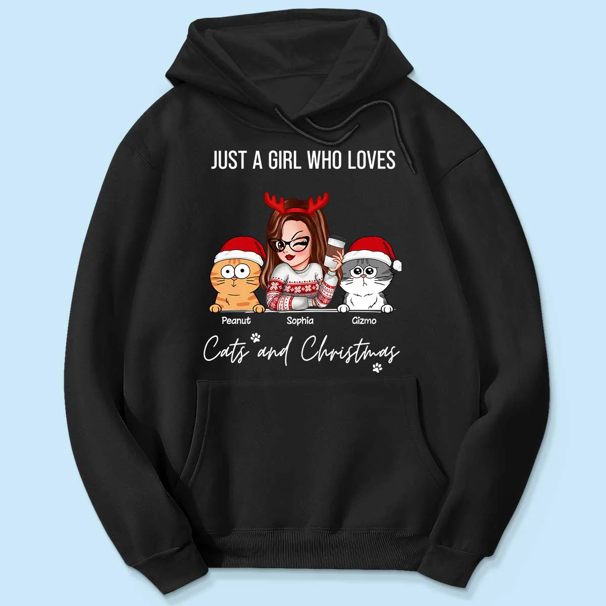 Just A Girl Who Loves Christmas And Her Cats Personalized Shirt, Christmas Sweater for Cat Lovers, Cat Mom - Image 5
