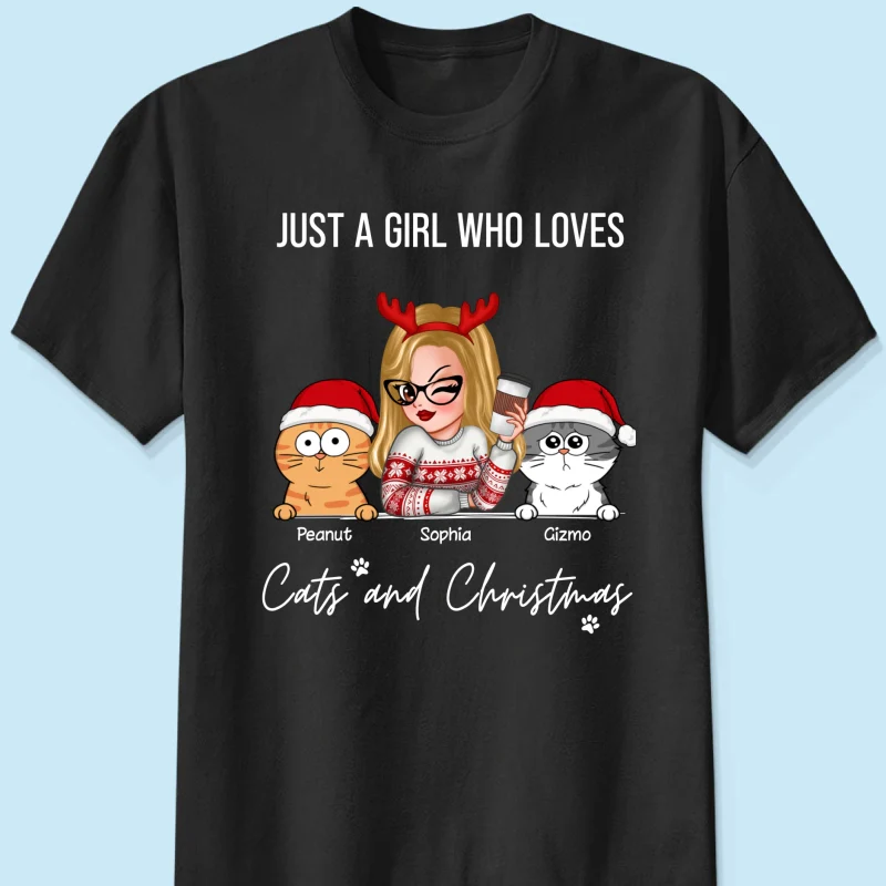 Just A Girl Who Loves Christmas And Her Cats Personalized Shirt, Christmas Sweater for Cat Lovers, Cat Mom - Image 8