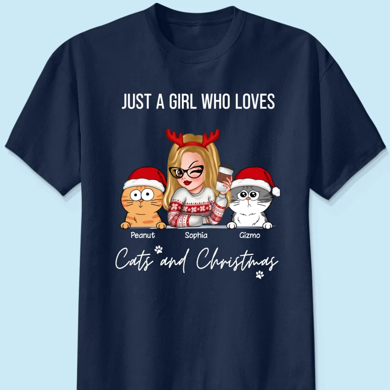Just A Girl Who Loves Christmas And Her Cats Personalized Shirt, Christmas Sweater for Cat Lovers, Cat Mom - Image 9