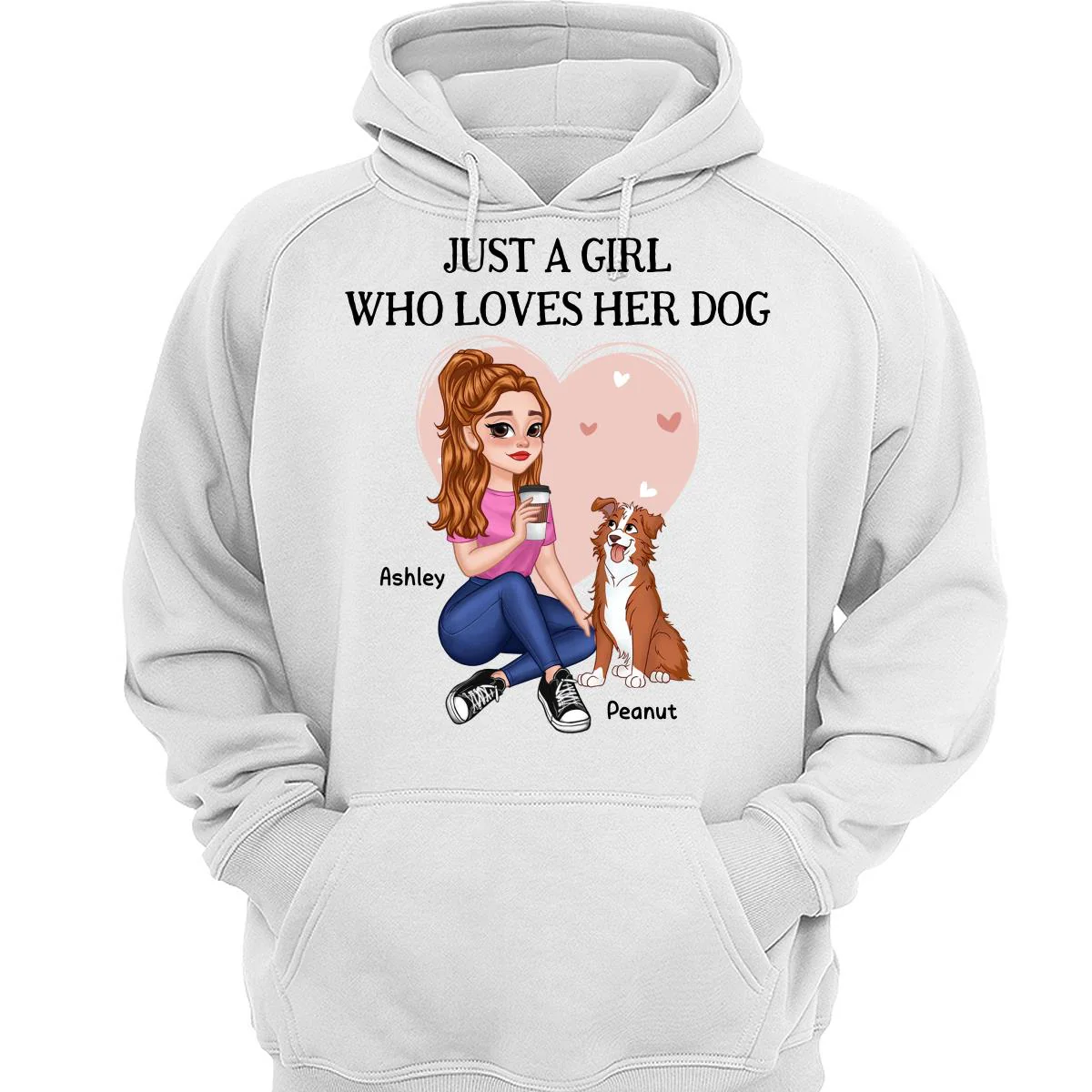 Just A Girl Who Loves Dogs Pretty Cartoon Girl Sitting With Cute Dogs Personalized Shirt - Image 3