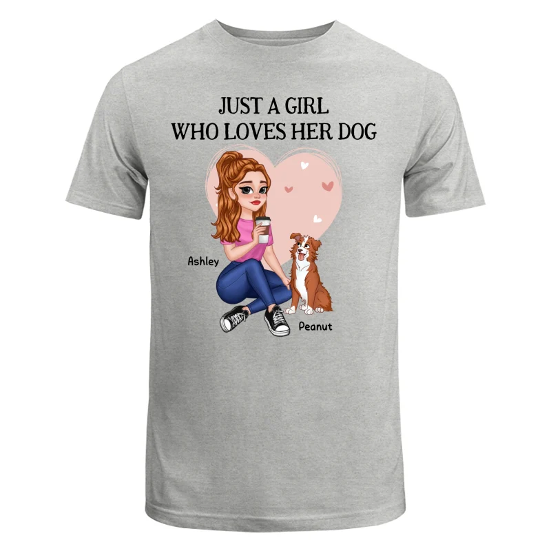 Just A Girl Who Loves Dogs Pretty Cartoon Girl Sitting With Cute Dogs Personalized Shirt - Image 6