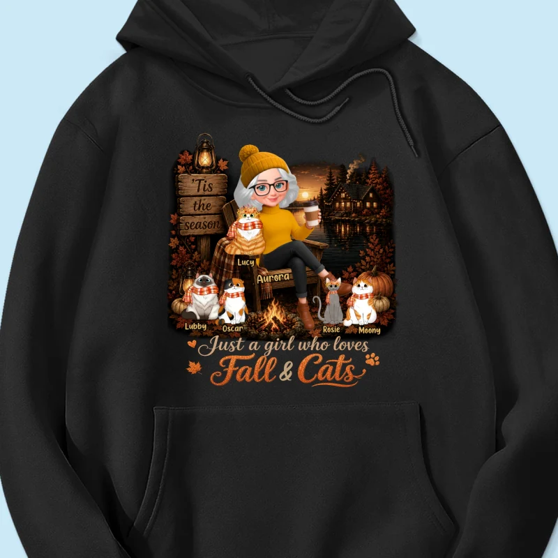 Just a Girl Who Loves Fall & Cats - Personalized Shirt - Cozy Fall Tee for Cat Moms - Image 21