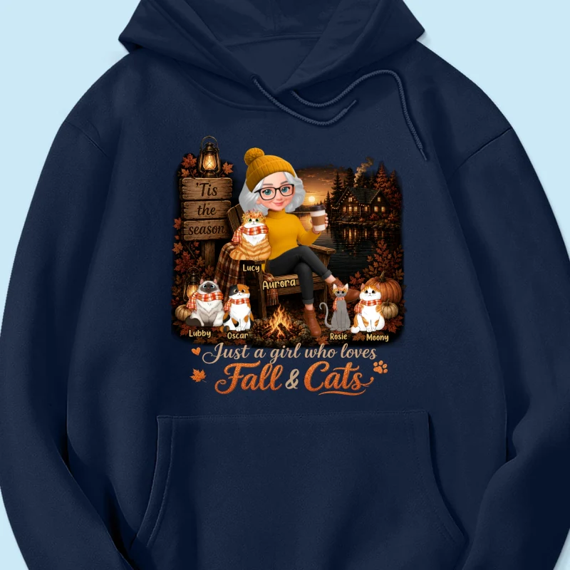Just a Girl Who Loves Fall & Cats - Personalized Shirt - Cozy Fall Tee for Cat Moms - Image 22
