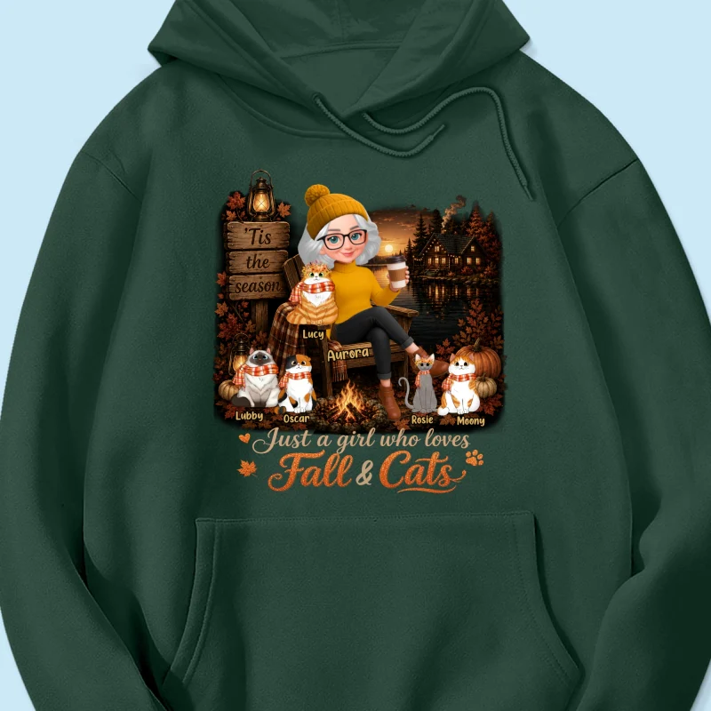 Just a Girl Who Loves Fall & Cats - Personalized Shirt - Cozy Fall Tee for Cat Moms - Image 24