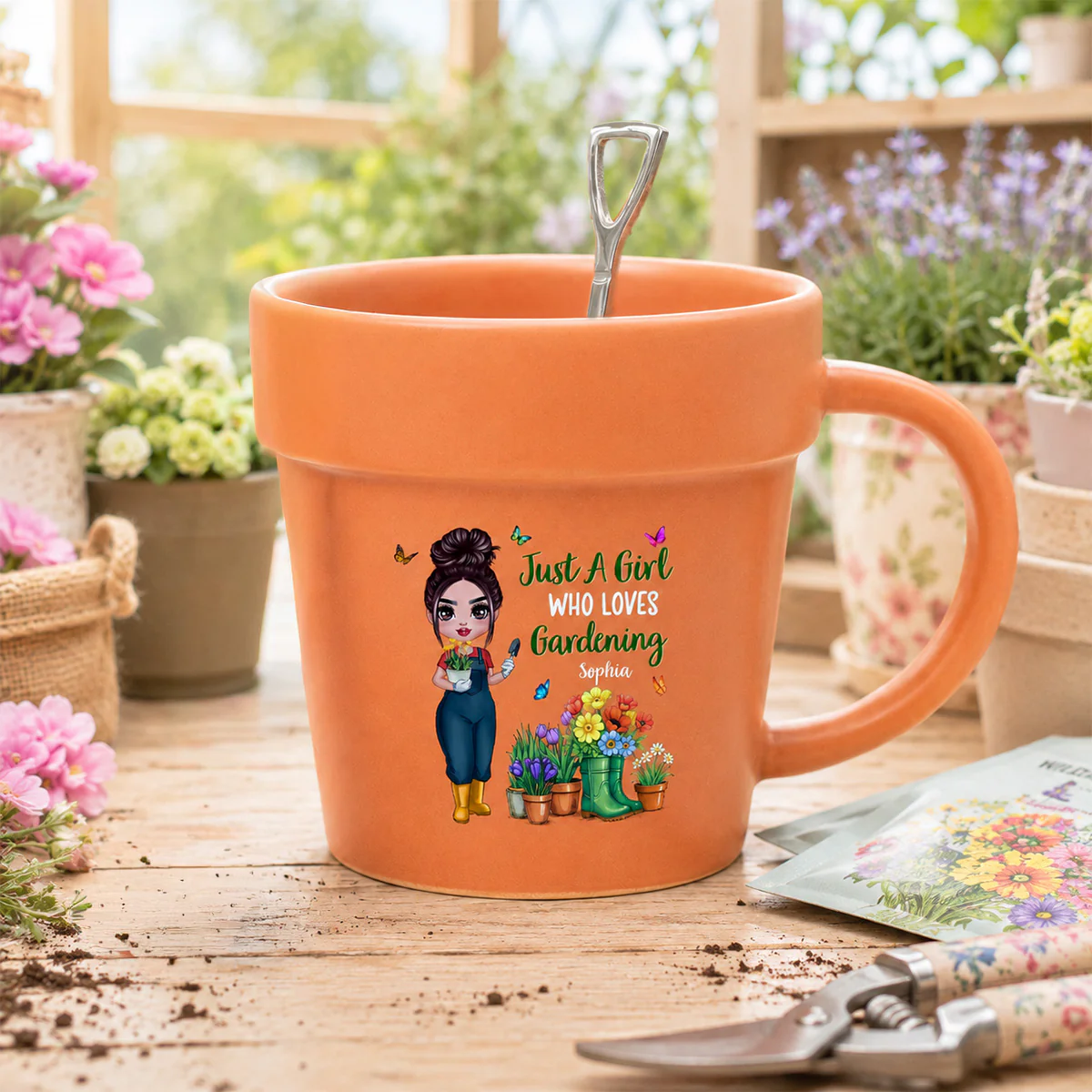 Just A Girl Who Loves Gardening - Personalized Plant Pot Ceramic Mug - Gift For Gardening Lovers - Image 4