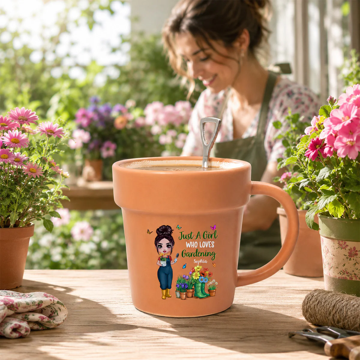 Just A Girl Who Loves Gardening - Personalized Plant Pot Ceramic Mug - Gift For Gardening Lovers - Image 7