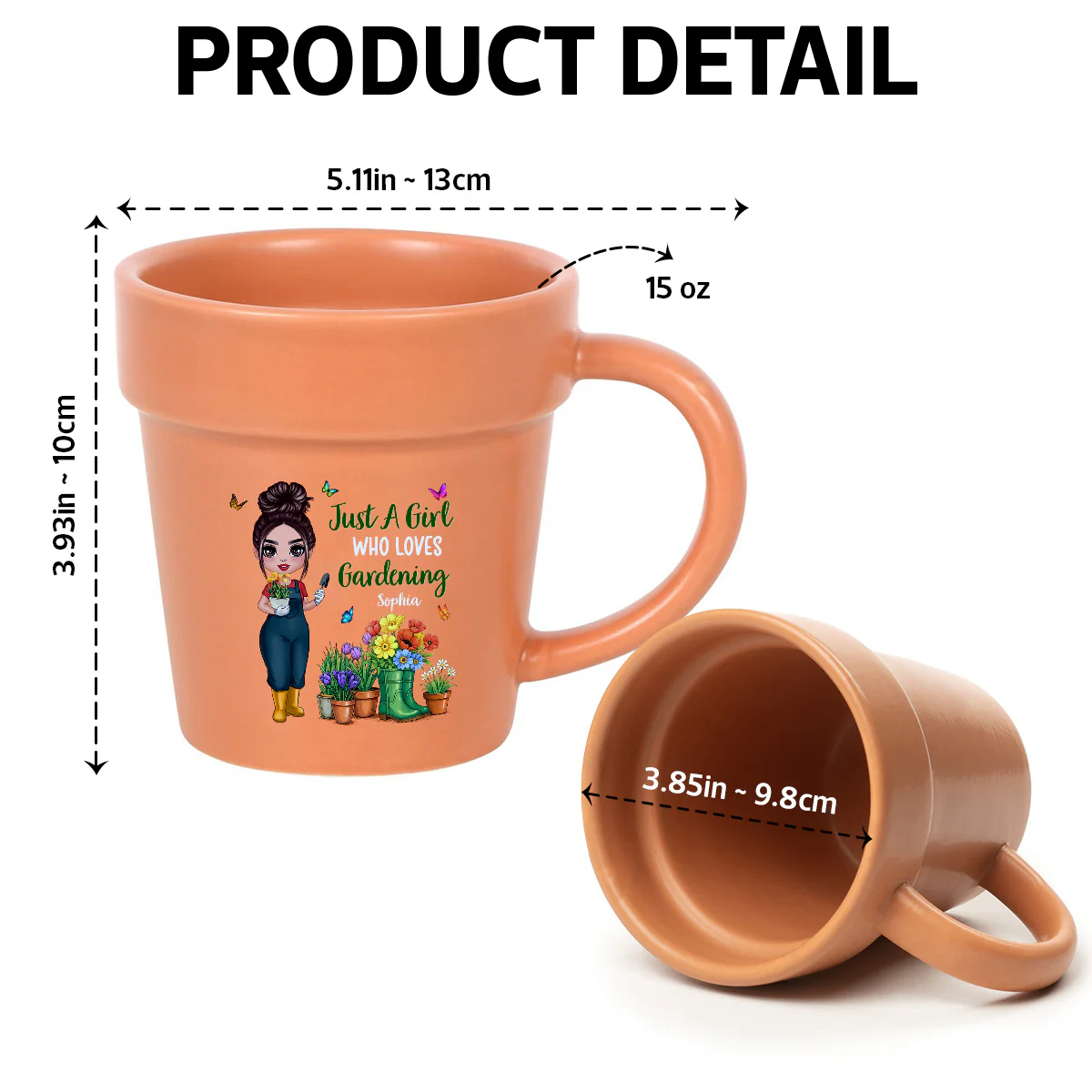 Just A Girl Who Loves Gardening - Personalized Plant Pot Ceramic Mug - Gift For Gardening Lovers - Image 9