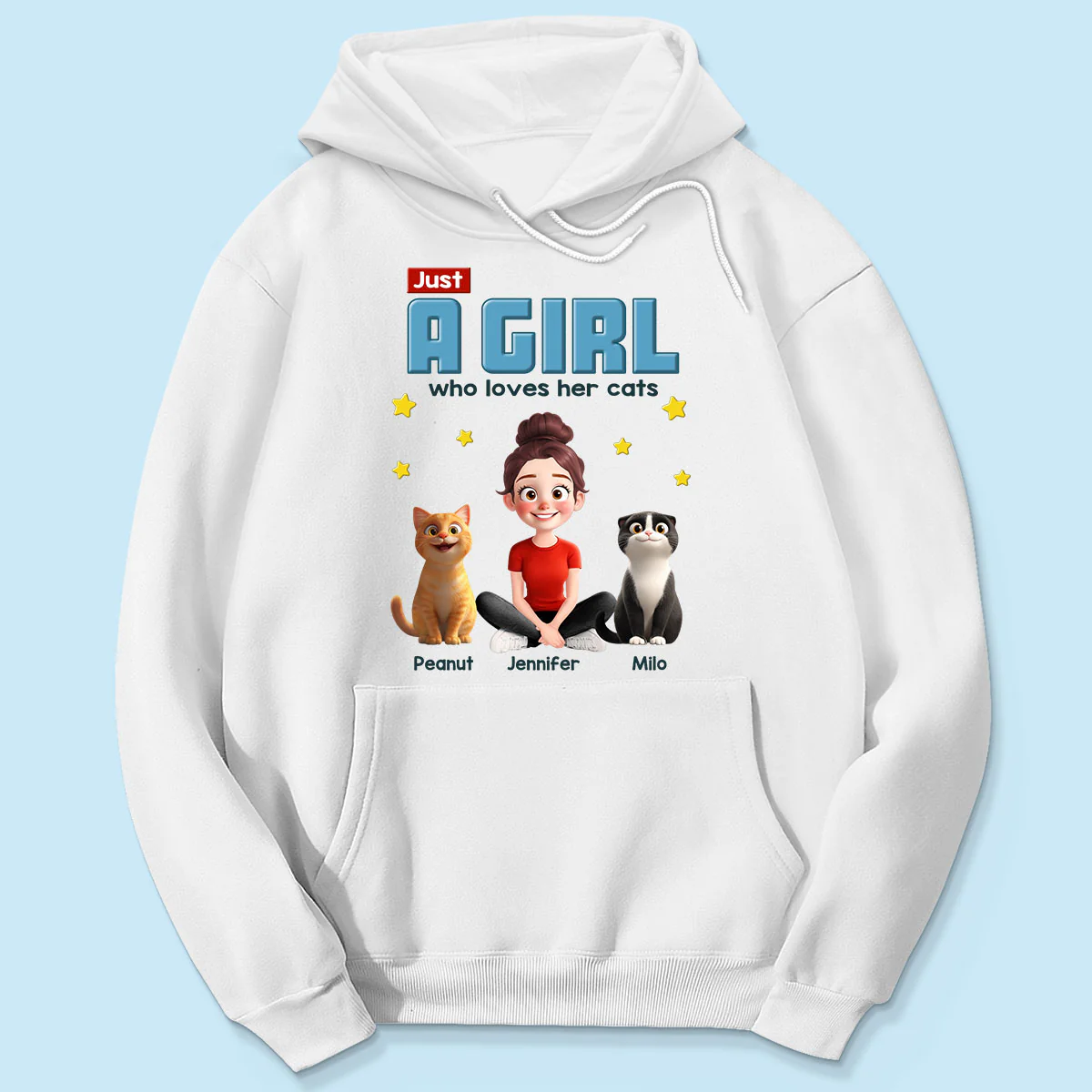 Just A Girl Who Loves Her Cat Cartoon Funny Cats Personalized Shirt - Image 7