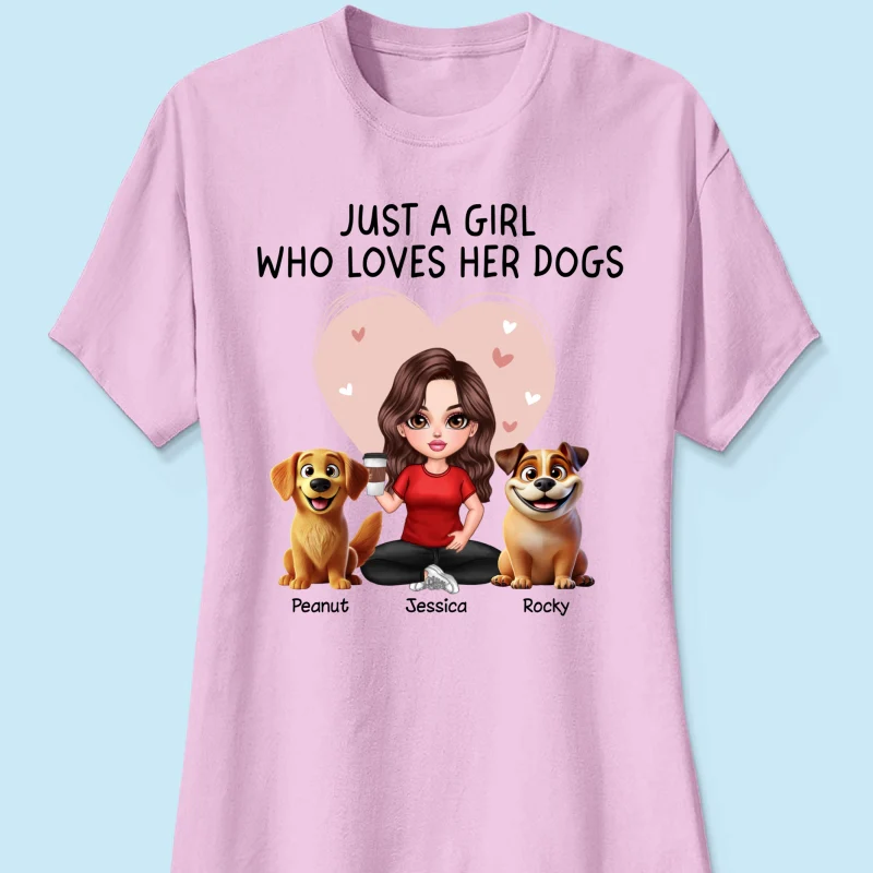 Just A Girl Who Loves Her Dogs Realistic Cartoon Dogs Personalized Shirt, Gift For Dog Lover - Image 13
