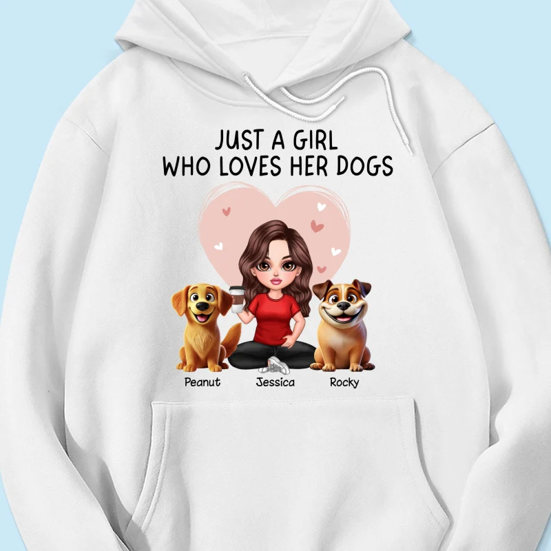 Just A Girl Who Loves Her Dogs Realistic Cartoon Dogs Personalized Shirt, Gift For Dog Lover - Image 14