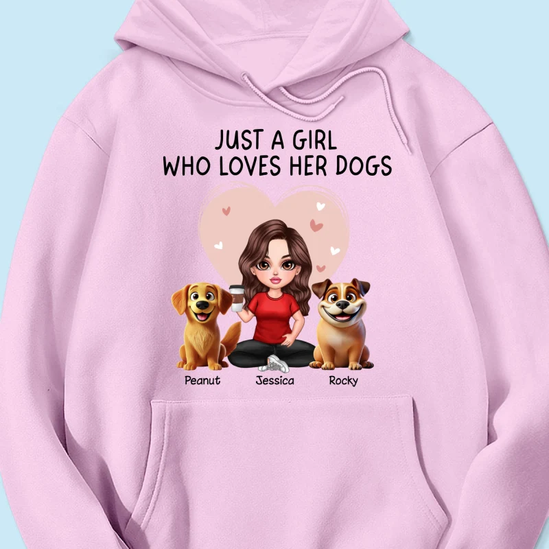 Just A Girl Who Loves Her Dogs Realistic Cartoon Dogs Personalized Shirt, Gift For Dog Lover - Image 17
