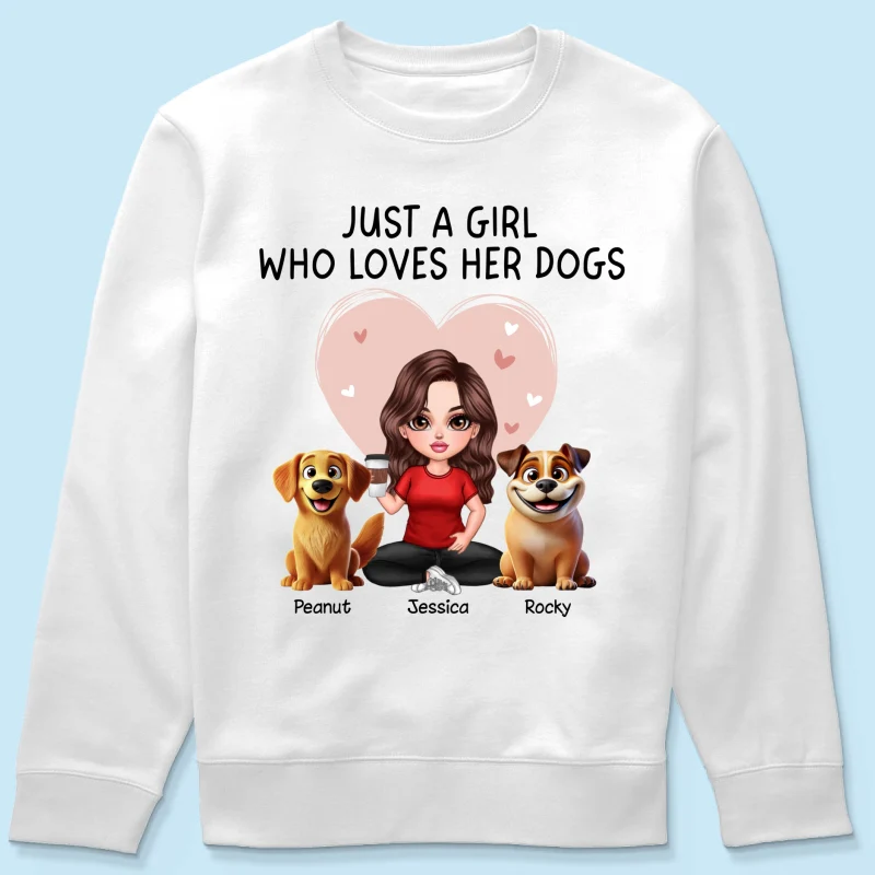 Just A Girl Who Loves Her Dogs Realistic Cartoon Dogs Personalized Shirt, Gift For Dog Lover - Image 18