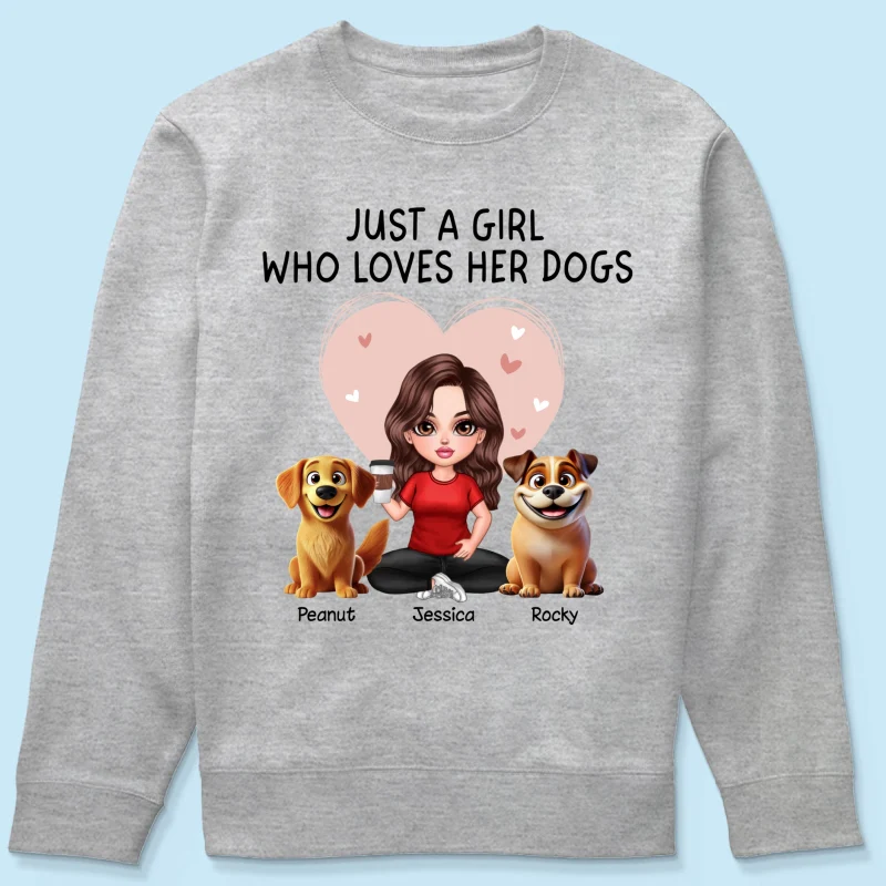 Just A Girl Who Loves Her Dogs Realistic Cartoon Dogs Personalized Shirt, Gift For Dog Lover - Image 19