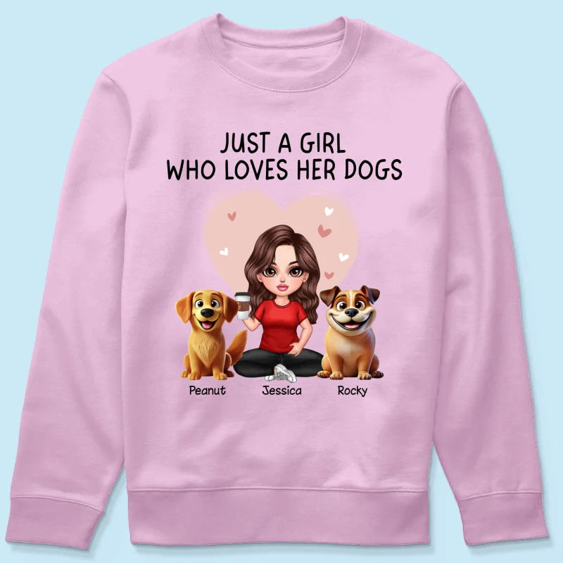 Just A Girl Who Loves Her Dogs Realistic Cartoon Dogs Personalized Shirt, Gift For Dog Lover - Image 21