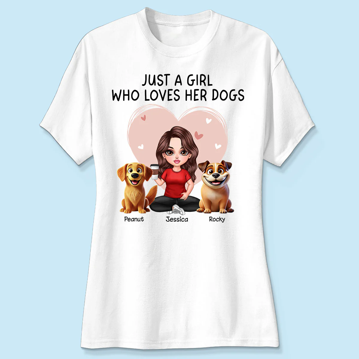 Just A Girl Who Loves Her Dogs Realistic Cartoon Dogs Personalized Shirt, Gift For Dog Lover - Image 4