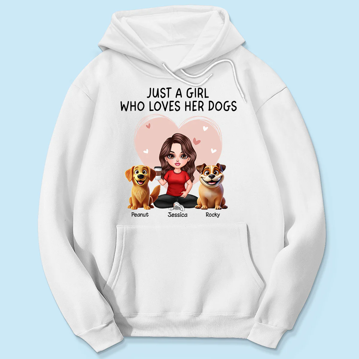 Just A Girl Who Loves Her Dogs Realistic Cartoon Dogs Personalized Shirt, Gift For Dog Lover - Image 5