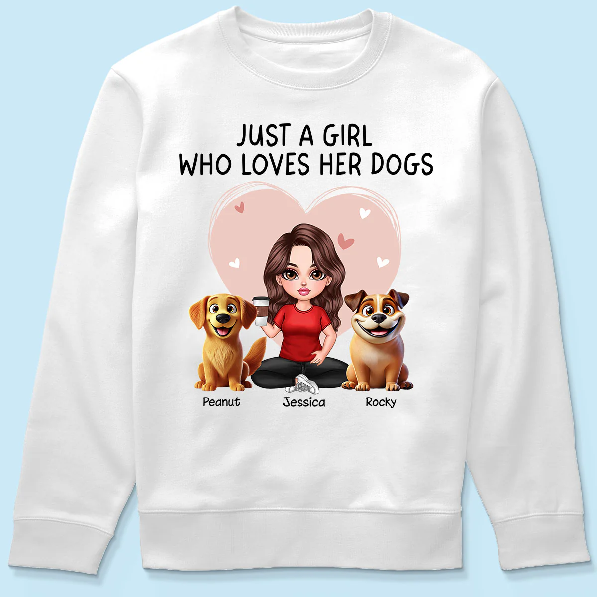 Just A Girl Who Loves Her Dogs Realistic Cartoon Dogs Personalized Shirt, Gift For Dog Lover - Image 6