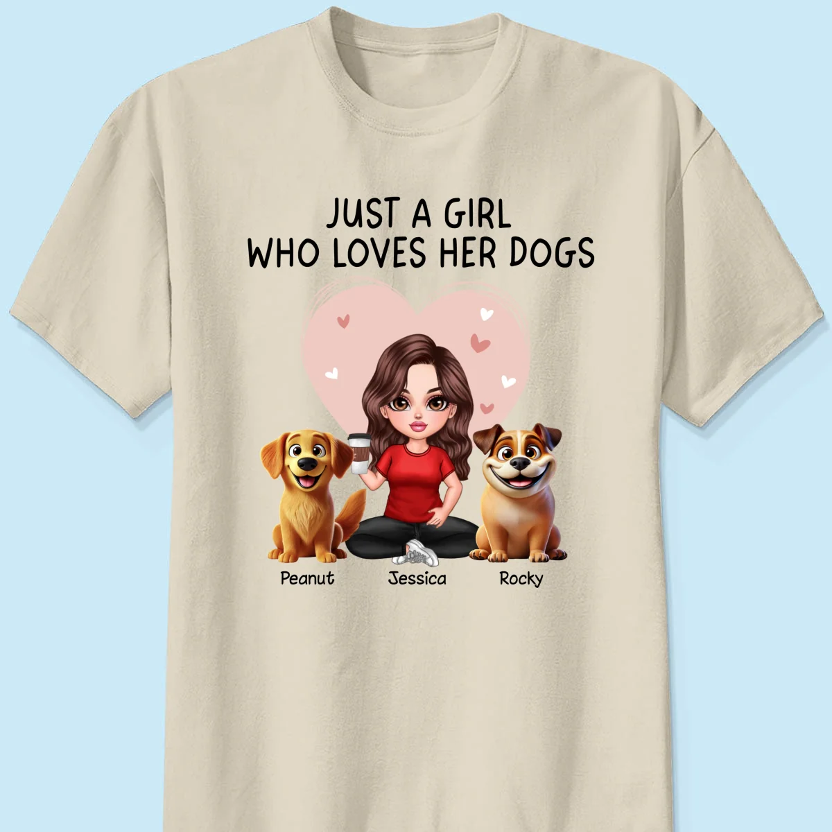 Just A Girl Who Loves Her Dogs Realistic Cartoon Dogs Personalized Shirt, Gift For Dog Lover - Image 9