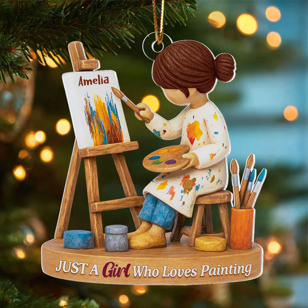 Just A Girl Who Loves Painting - Personalized Acrylic Ornament, Thoughtful Christmas Gift for Artist, Painter, Art Teacher Decor - Image 4
