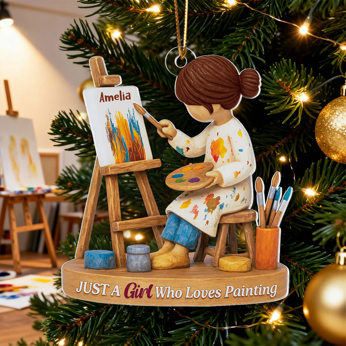 Just A Girl Who Loves Painting - Personalized Acrylic Ornament, Thoughtful Christmas Gift for Artist, Painter, Art Teacher Decor - Image 6