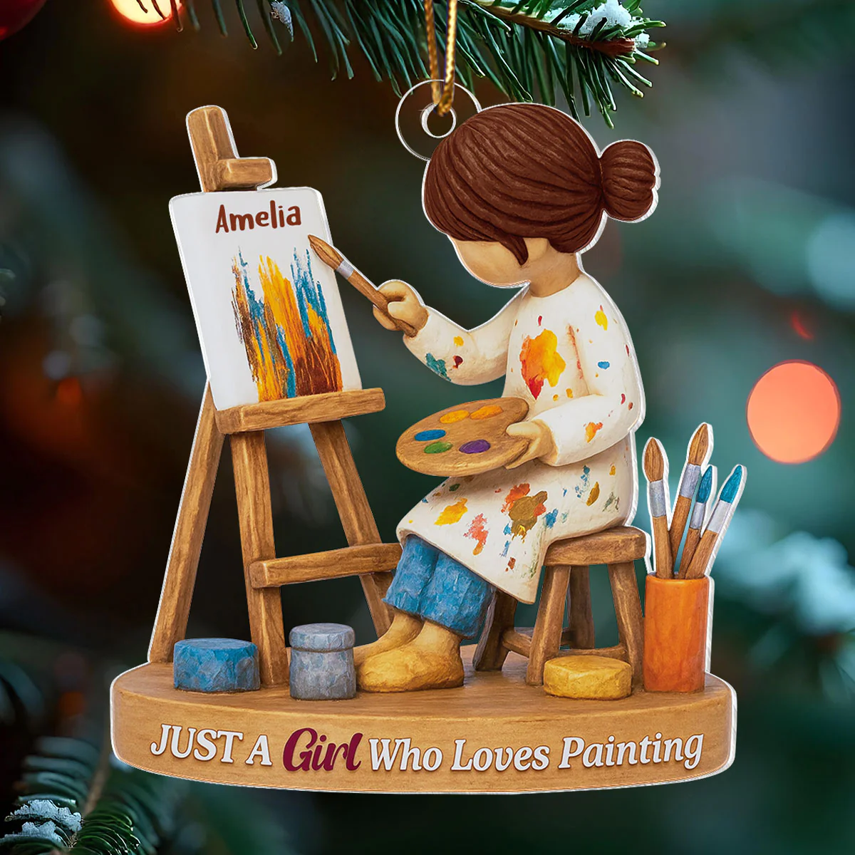 Just A Girl Who Loves Painting - Personalized Acrylic Ornament, Thoughtful Christmas Gift for Artist, Painter, Art Teacher Decor - Image 8